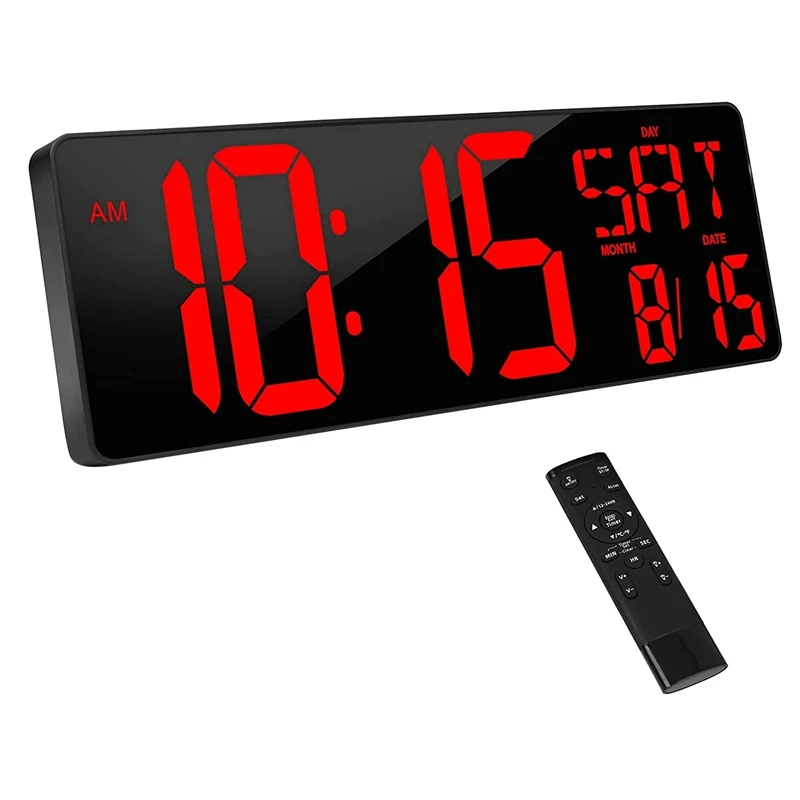 

Большие цифровые настенные часы с пультом дистанционного управления, 16,5 дюйма, большой светодиодный дисплей, для дома, офиса и класса, европ...