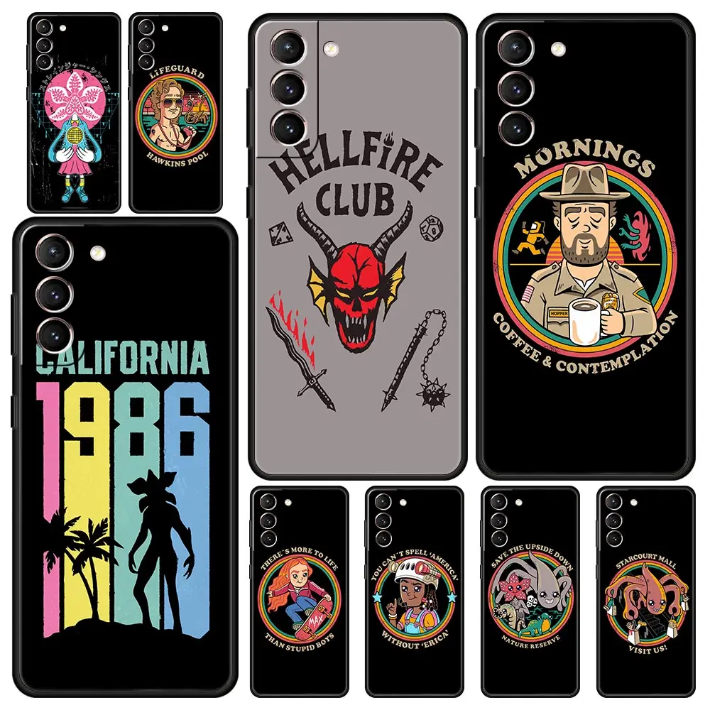 

Cute Stranger Things Phone Case For Samsung Galaxy S22 5G S20 Ultra S21 FE S10 S9 Plus S10E S8 Note 10 Lite 20 Soft Black Cover