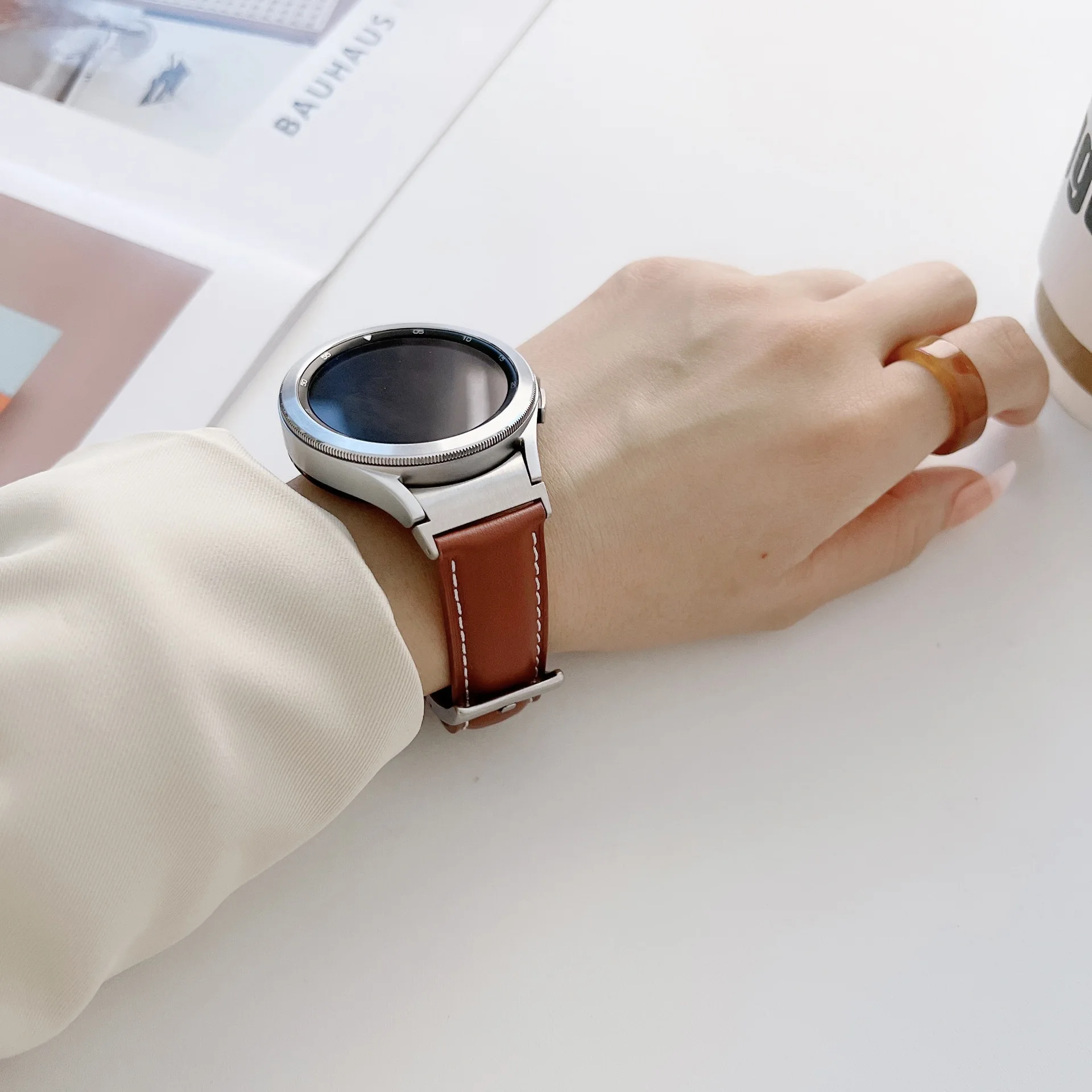 Strap For Samsung Galaxy Watch 5/4 40mm 44mm Leather No Gaps Bracelet Correa Galaxy Watch 4 Classic 46 42mm/5 Pro 45mm WatchBand