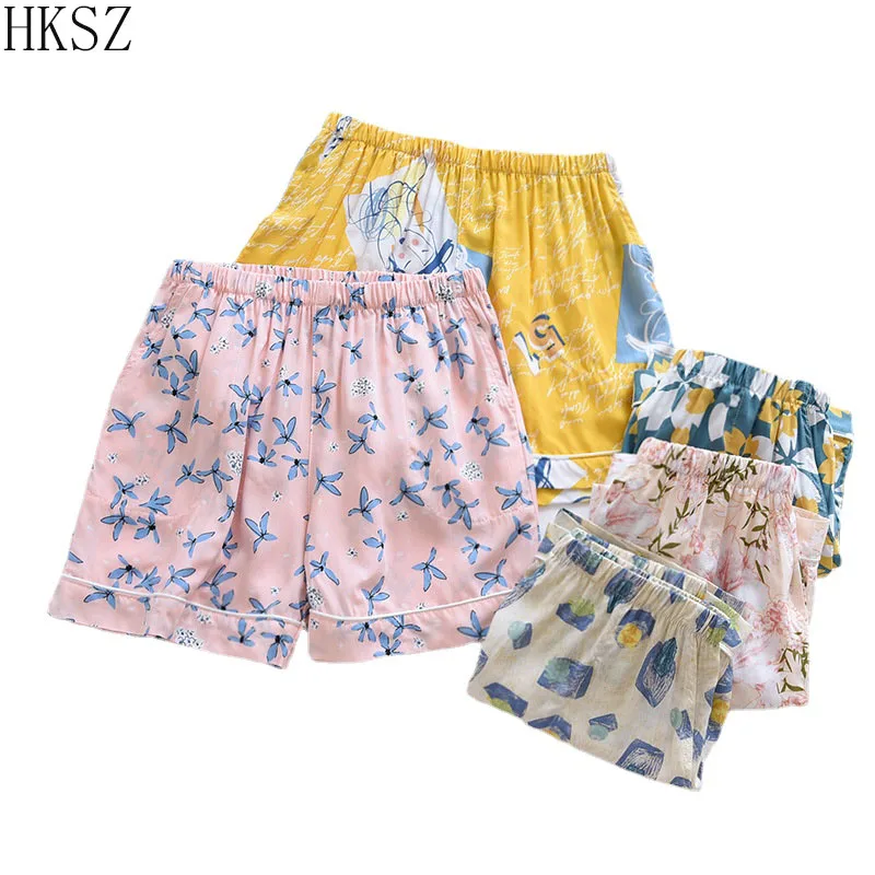 

Pajama Bottoms Female Summer Cool Thin Three Cent Cotton Silk Lady Shorts Pants New Rayon Cool Style Smooth Loose Pants Women
