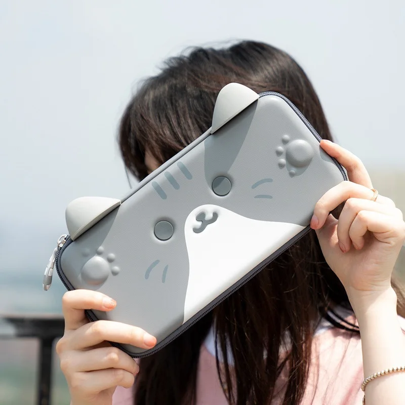 

For Storage Bag Silicone Ear PU Hard Cover Shell Waterproof Box Carrying Case For Switch Accessories