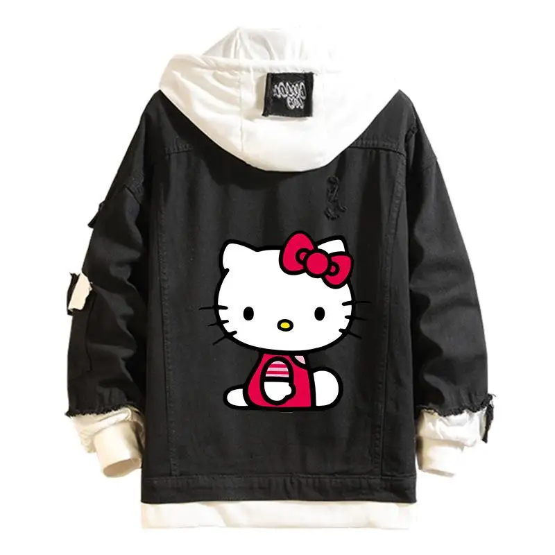 Ковбойское пальто с рисунком аниме Sanrio Hello Kitty модное кавайное весенне-осеннее