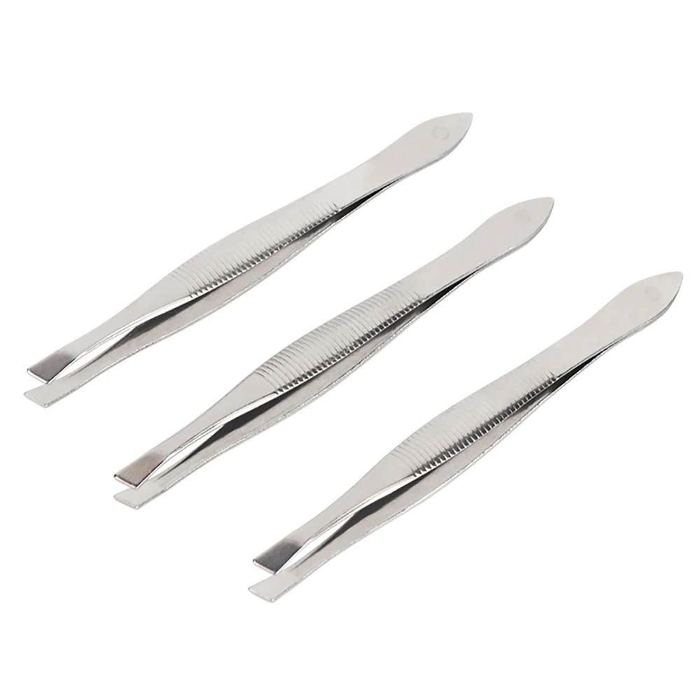 

2pcs Eyebrow Hair Removal Tweezer Professional Lash Extension Tweezers Flat Tip Stainless Steel Convenient Small Makeup Tools