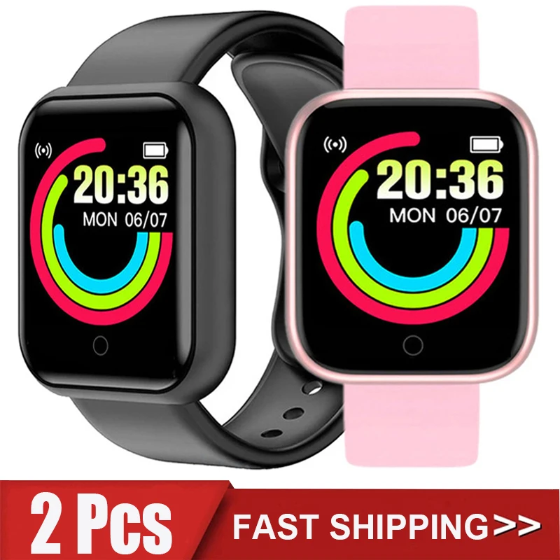 

2Pcs Y68 Smart Watch Men Women Digital Watches Bluetooth Sport FitnessTracker Pedometer D20 Smartwatch for Android Ios Xiaomi