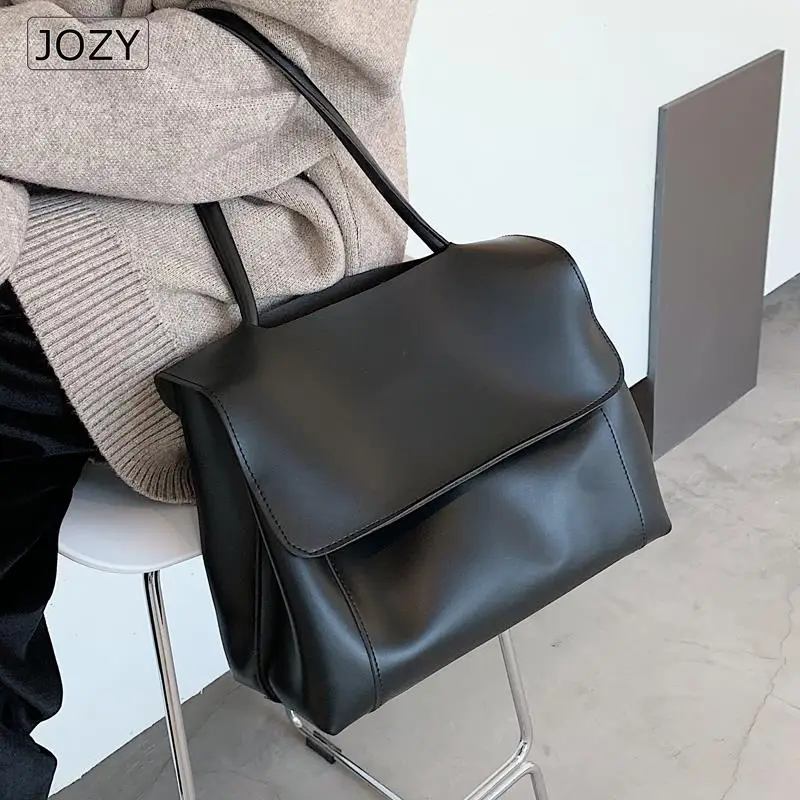 JOZY Big Capacity PU Leather Handbag For Elegant Women Large Shoulder Lady Crossbody Purses Tote Bag Trendy Office Casuals 2023