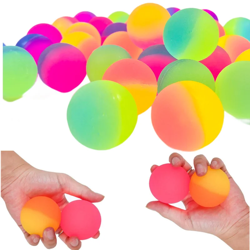 55 мм, 2 шт., милые флуоресцентные разноцветные резиновые мячи для мальчиков, детские спортивные игры, эластичные прыгающие мячи, уличная игрушка