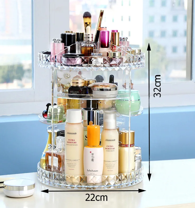 

Multi-Function Detachable Acrylic 360 Degree Rotation Make Up Organizer Box Cosmetic Organizer Transparent Fashion Spin