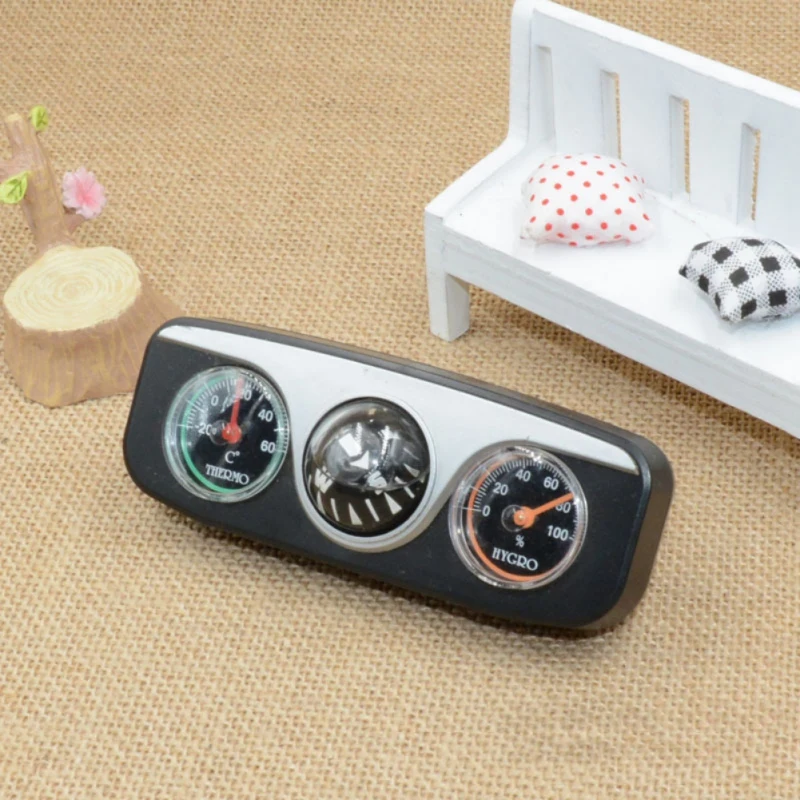 

3 In 1 Guide Ball Car Compass Thermometer Hygrometer Car Ornaments Auto Boat Vehicles Interior Accessories Camping supplies