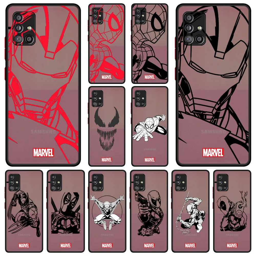 

Case For Samsung Galaxy A12 A52 A51 A73 A53 A23 A33 A21s A71 A13 A31 A32 A22 A11 A41 A72 Phone Cover Marvel Iron Man Spiderman