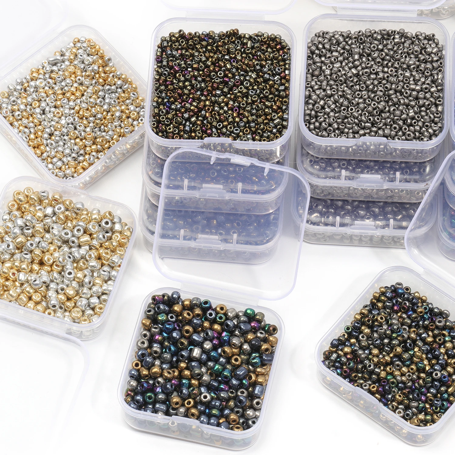 Стеклянные бусины с покрытием в коробке 2 мм 3 4