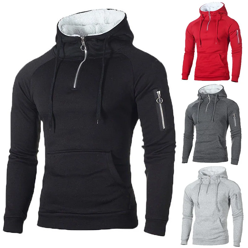 

Solid Oversized Hoodie Sweatshirt Plush Zipper Men Clothing Tech Fleece Men's Japanese Streetwear Free Shipping Hoody S-3XL