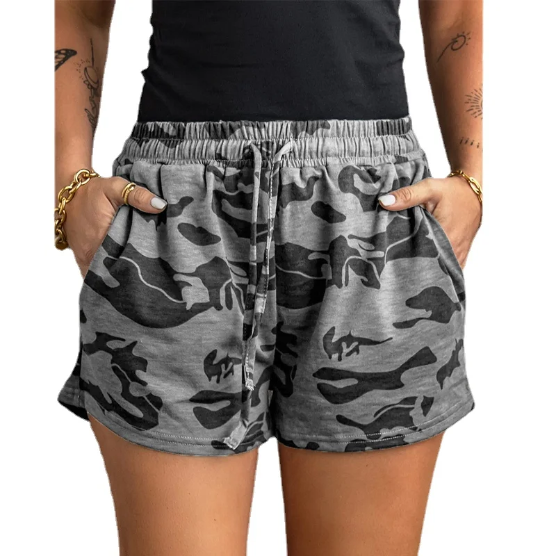 Женские камуфляжные шорты с эластичным поясом повседневные пляжные для отдыха