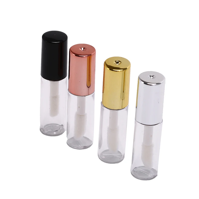 

10pcs/lot 1.2ML Empty Transparent PE Lip Gloss Tubes Plastic Lip Balm Tube Lipstick Mini Sample Cosmetic Container With Gold Cap