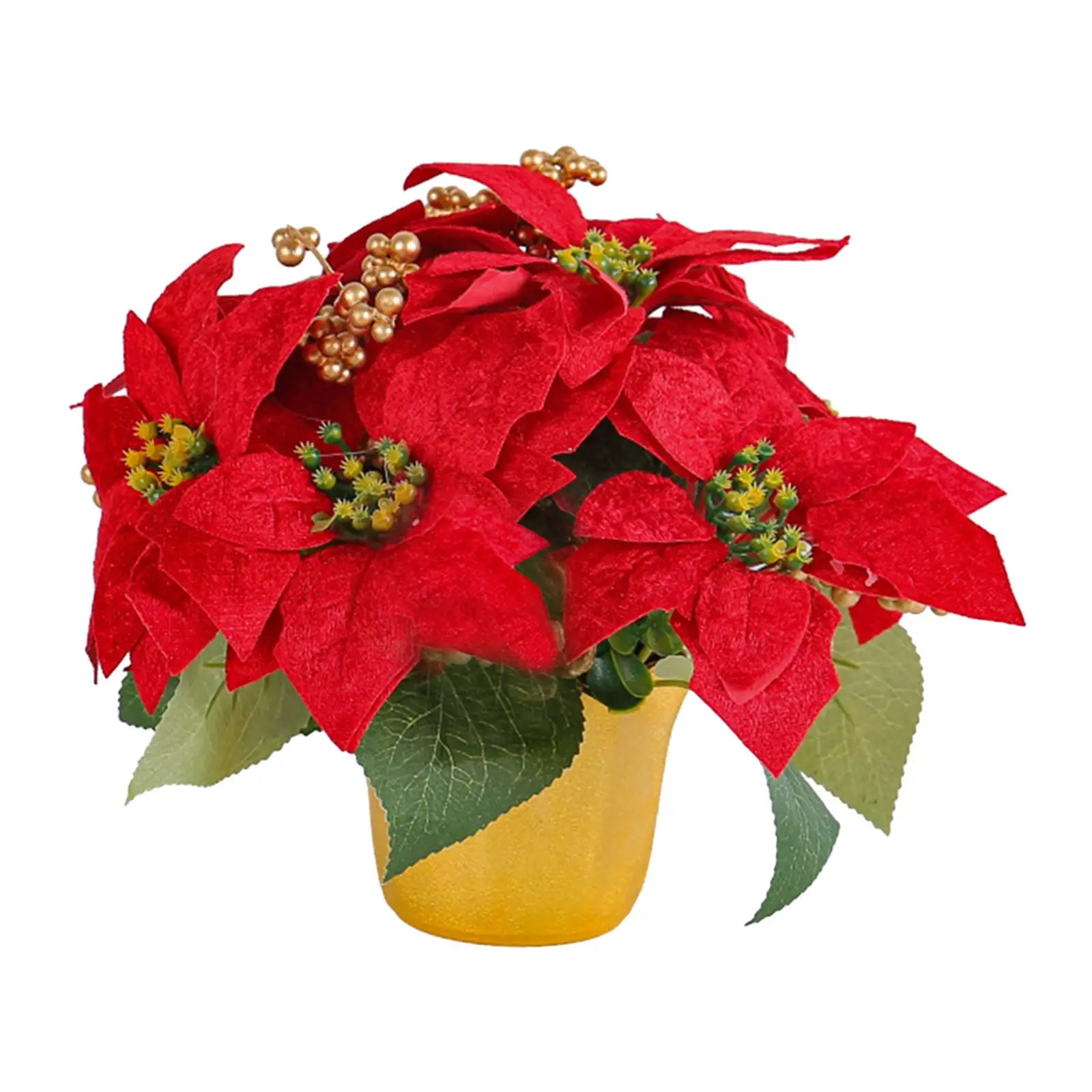 

Potted Red Poinsettia Christmas Artificial Red Poinsettia Plant for Tabletop