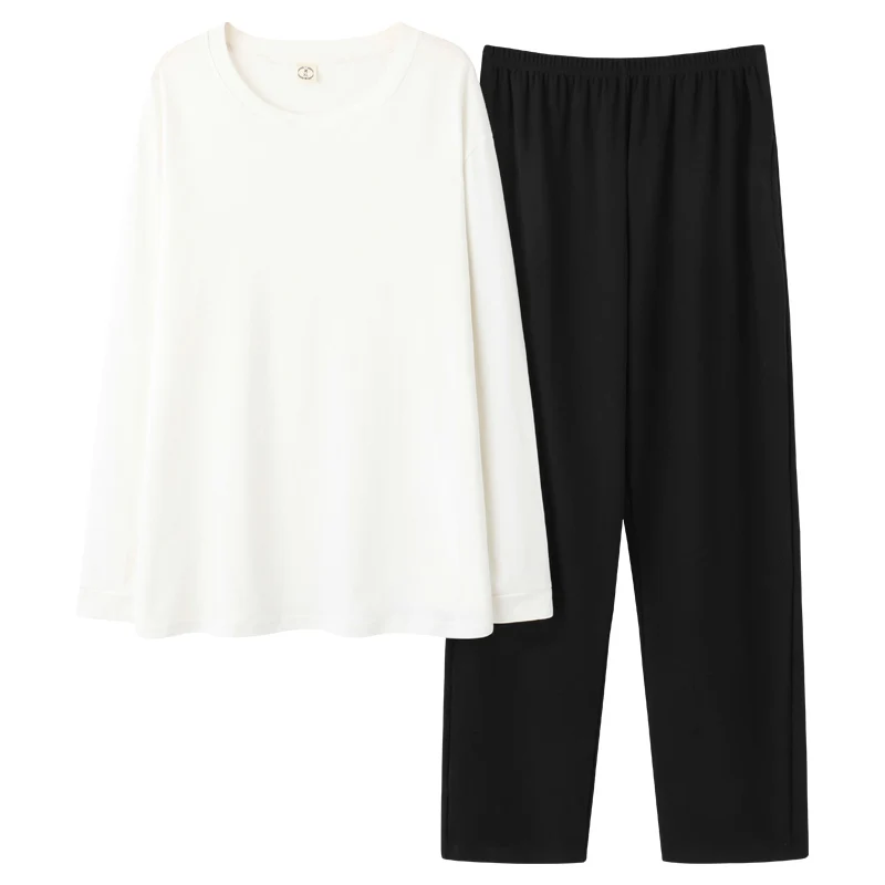 QUHENG Autumn New Men's Pajama Sets Solid Color Simple Sleepwear long Sleeve Cotton Pajamas For Men Top Pant Leisure Suit