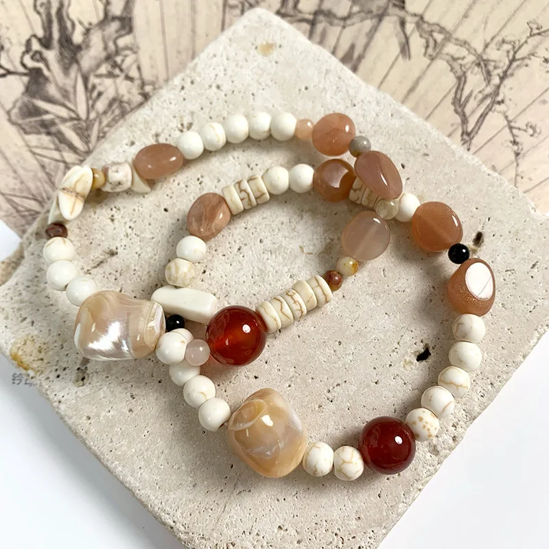 

Brown Designer Beaded Bracelets for Women Girls Natural Carnelian Healing Stones Bracelet Anxiety Yoga Meditation Jewelry