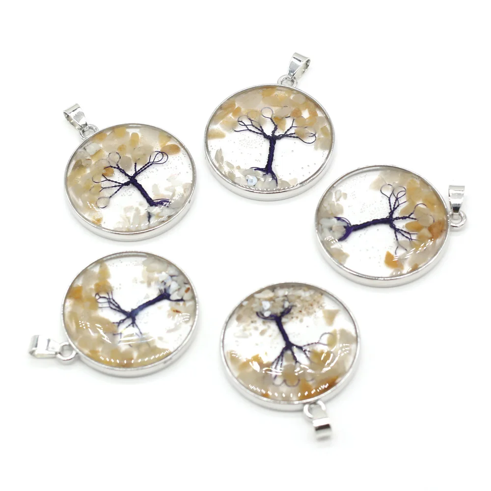 Очаровательный кулон из натурального камня с круглым топазом древо жизни для