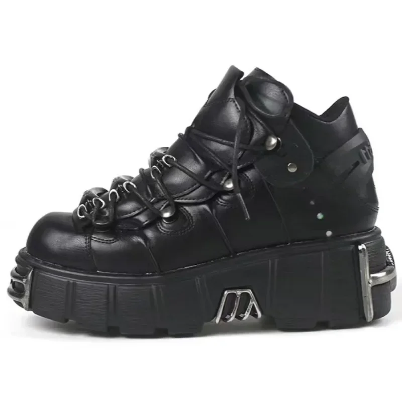 Женские туфли из высококачественной кожи в стиле панк-готика маленькие на