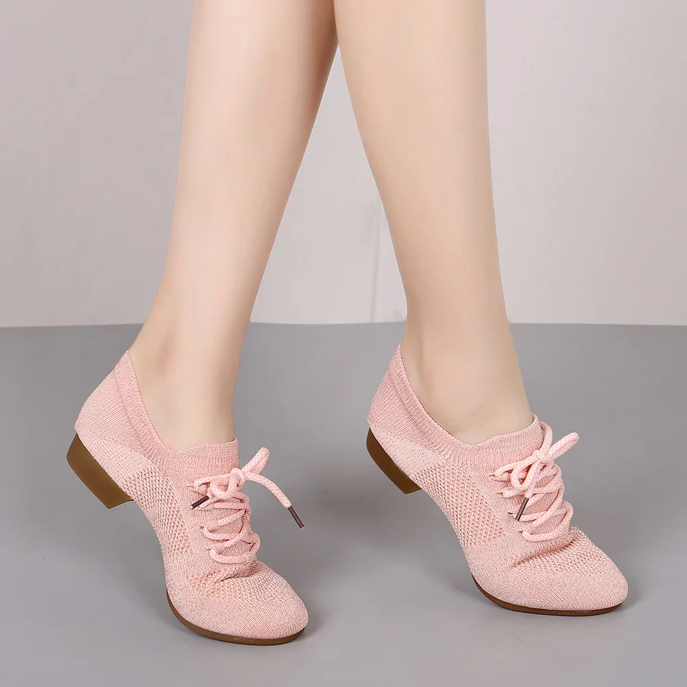 Dance Shoes women latin ballroom jazz tango Practice Training teaching dancing shoes woman ladies girls Knitted salsa flat shoes