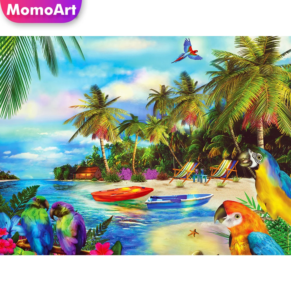 

MomoArt Seaside Diamond Embroidery 5D New Arrival Kits Mosaic Parrot DIY Cross Stitch Landscape Painting Full Square Home Decor
