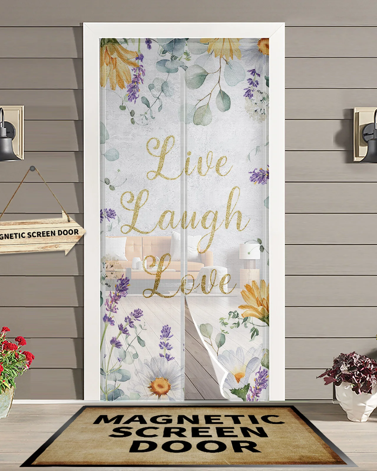 

Idyllic Eucalyptus Daisy Lavender Butterfly Magnetic Door Curtain Living Room Bedroom Home Anti-mosquito Screen Door Curtain