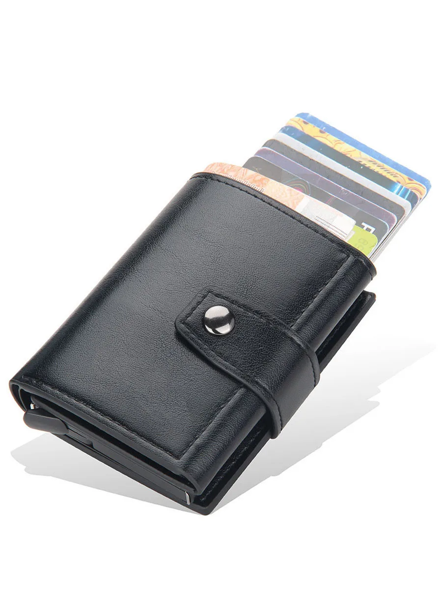 Gebwolf RFID Blocking ID Credit Card Holder Case Wallet Leather High Quality Aluminum Slim Mini Small Money Bag Wallets Purse