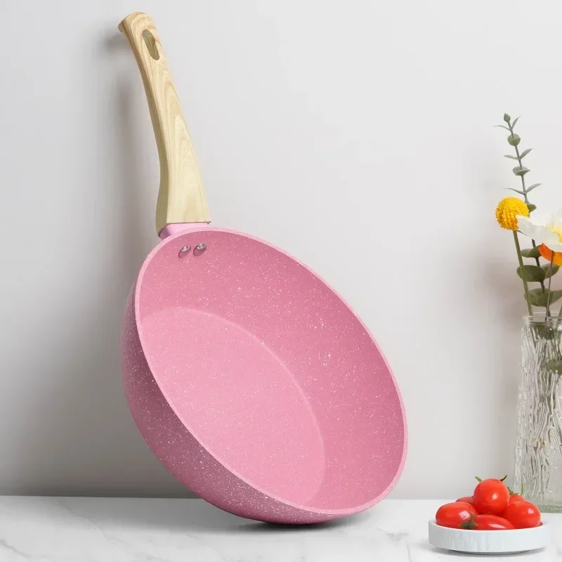 Сковорода Innerwell с антипригарным покрытием Вок крышкой 10-дюймовая розовая