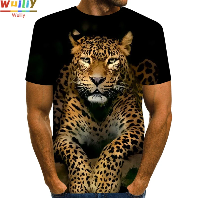 

Футболка мужская с 3D-принтом животных, леопардовая рубашка, топ с рисунком животных, в стиле хип-хоп, уличная одежда, для женщин и мужчин, на лето
