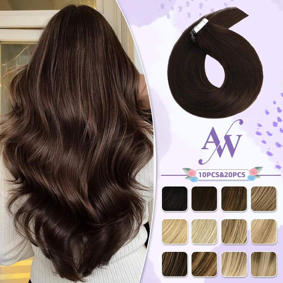 

AW 16'' Natural Tape In Human Hair Balayage Blonde Color Non-Remy Human Hair Invisible Seamless Adhesive Skin Weft For Salon