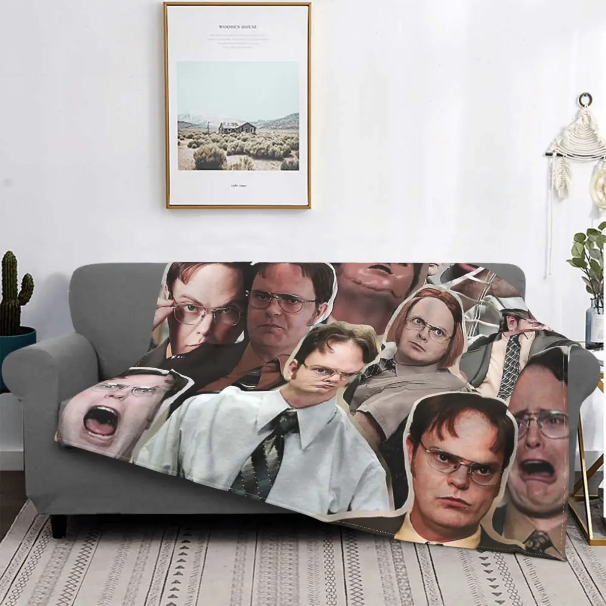 

Вязаное одеяло с коллажем Dwight Schrute, офисное Фланелевое покрывало Rainn Wilson, домашний диван, мягкое теплое покрывало