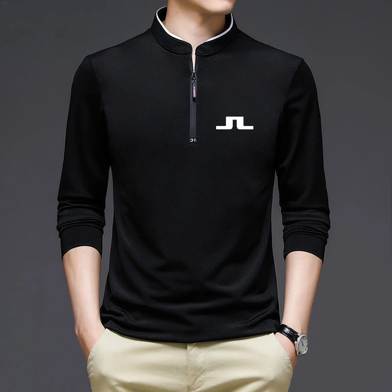 

2021 New Men Golf Clothing Long Sleeve T-shirt Men's Outdoor Sports Ventilation Loose Bottomed Polo Shirt Half Zip Golf Wear