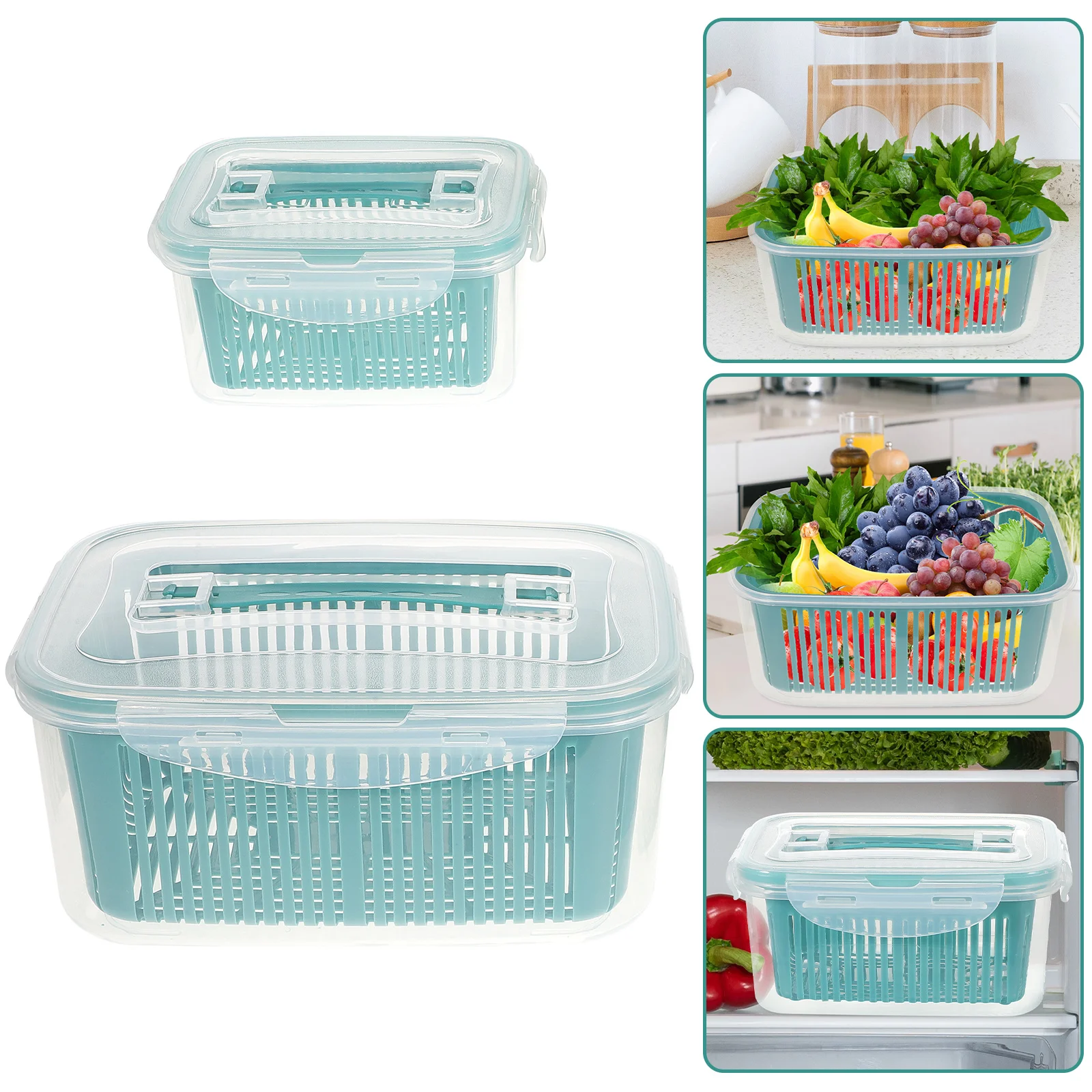 

Fridge Storage Containers 2pcs Refrigerator Fruit Vegetable Keeper Bins Crisper with Lids for Veggie Berry Pasta