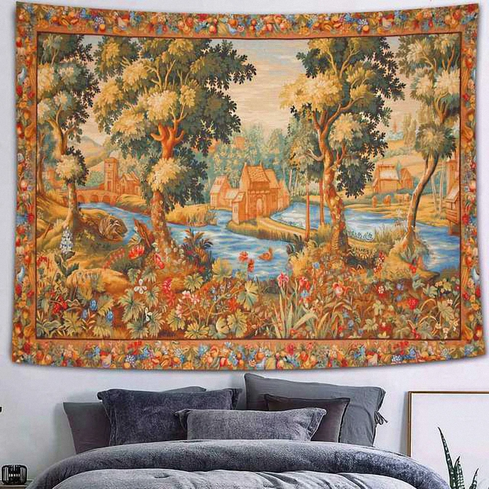 

Simsant Dark Viking Raven Tapestry Mysterious Psychedelic Viking Meditation Runes Decor Wall Hanging Tapestries for Living Room