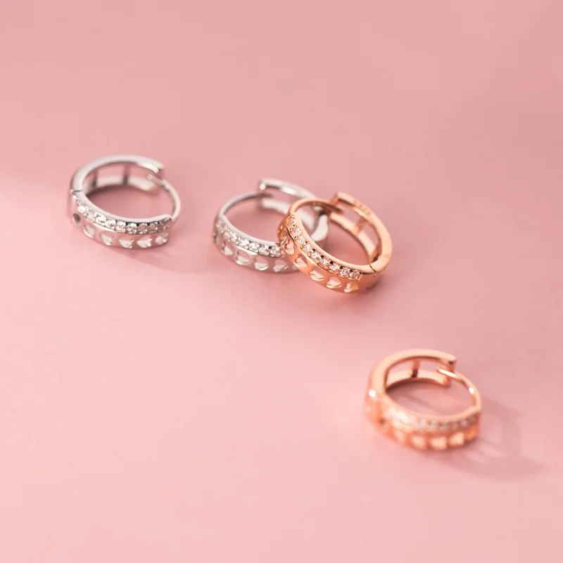 

Ear Clip Love Square Hollow Design Diamond-Embedded Small Commuter Korean Style Earrings