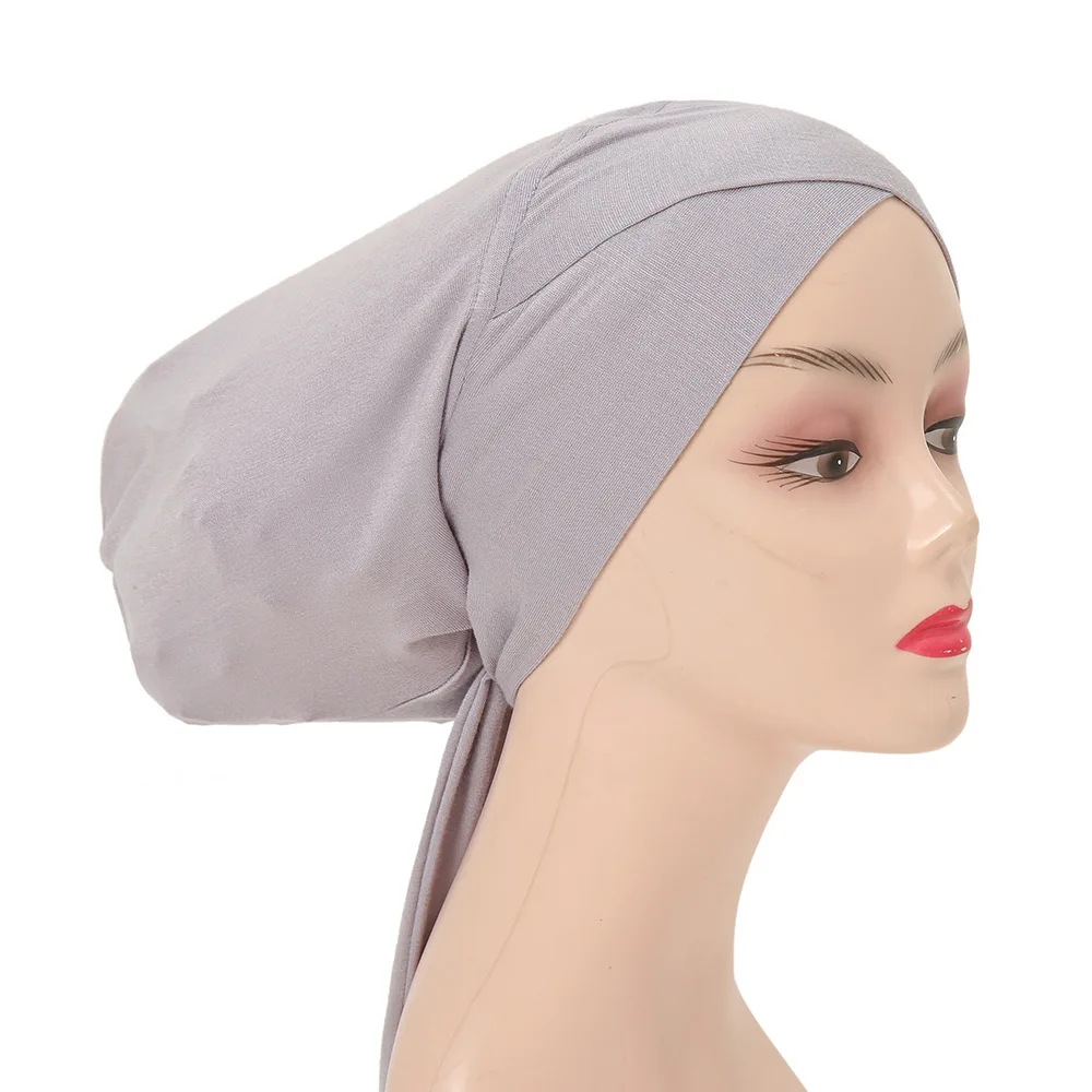 Muslim Hijab Cap Adjustable with Button Turban Islamic Underscarf Full Cover Bonnet Full Neck Coverage for Lady Muslim Fashion