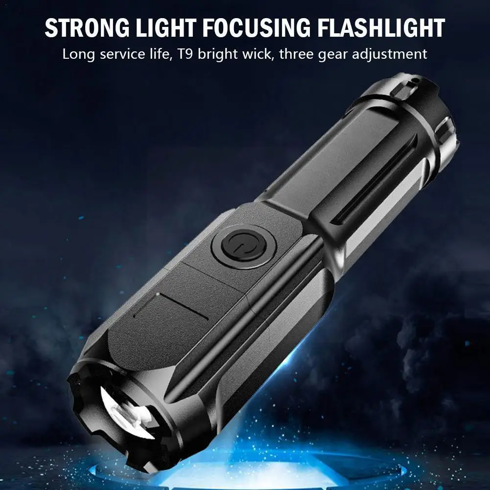 

Outdoor Portable Strong Light Flashlight USB Rechargeable Lighting Camping Torches LED Highlight Zoom Tactical Flashlight L S9N1
