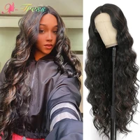 x tress 32 inch highlight lace front wigs natural color long body wave t part synthetic lace wig with baby hair for black women
