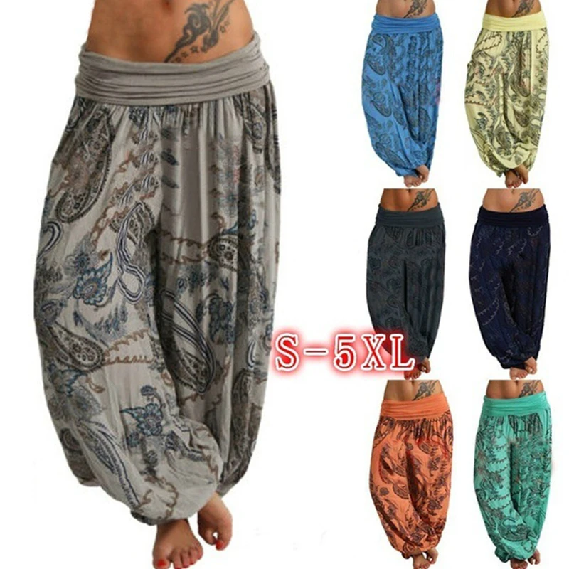 Women Digital Printing Long Wide Leg Cargo Pants Y2k Style Baggy Pants Woman Trousers