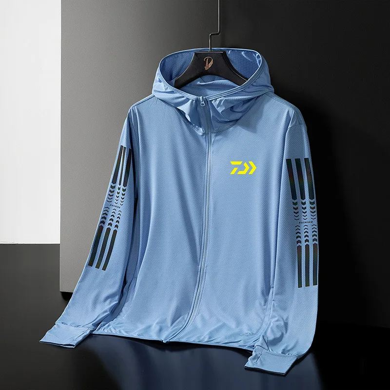 Daiwa Golf Clothing 2023 Summer Anti-UV Breathable Ice Silk Thin Fishing Hooded Quick Dry Jacket Couple Sports Sun Top