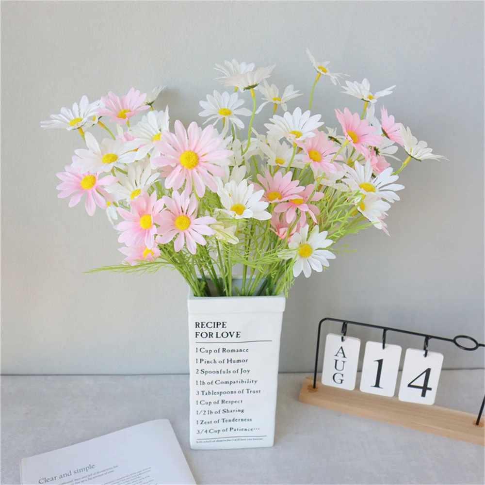 

1Pcs Artificial White Daisy Flower Bouquet DIY Vase Home Garden Living Room Decoration Wedding Party Silk Fake Flowers