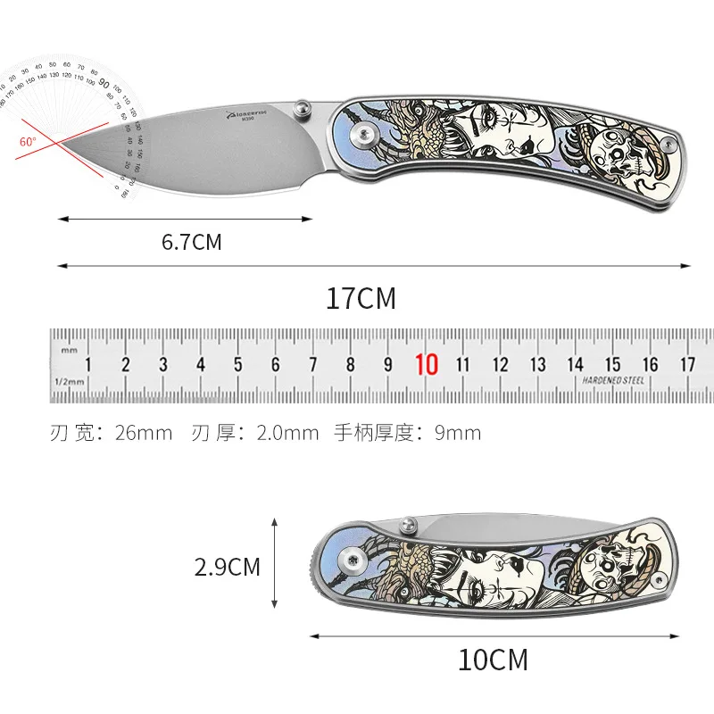 Фото Складной нож EDC с титановой рукоятью и лезвием из стали M390 для распаковки, кемпинга и активного отдыха №4
