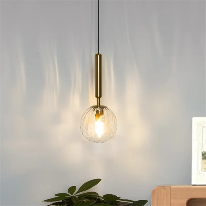 

Nordic Pendant Light Glass Ball E27/E14 Hanging Lamp for Living Room Bedroom Bedside Bar Single Head Mirror Lamps Lighting
