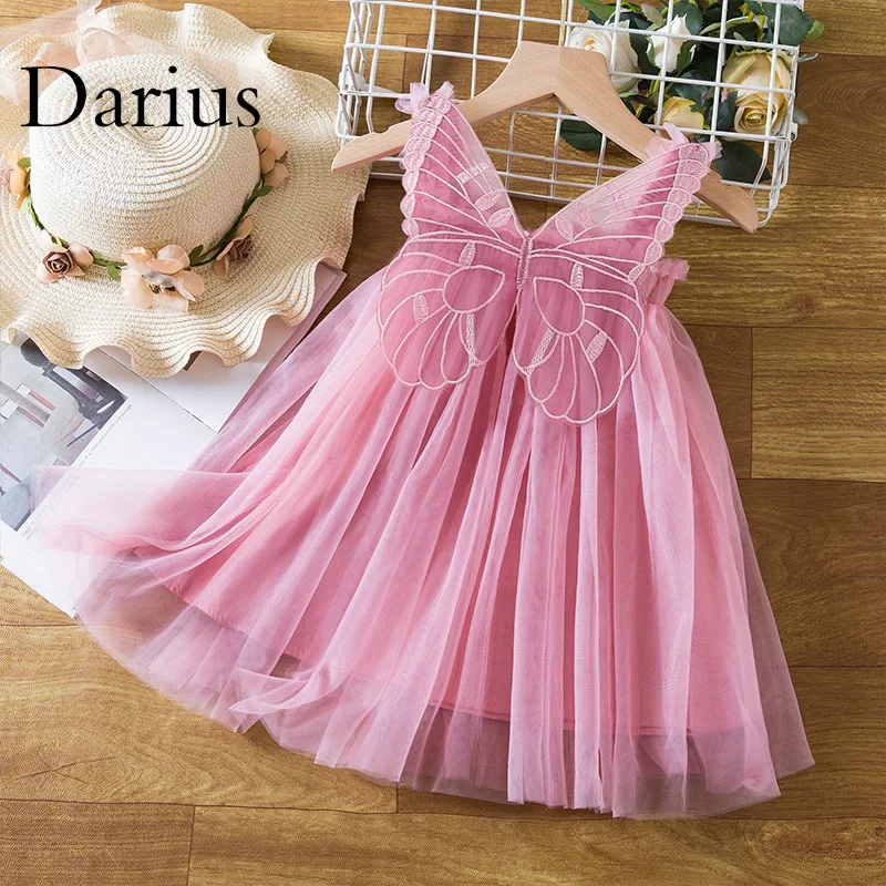 

Girls Butterfly Shoulder Yarns Princess Dress