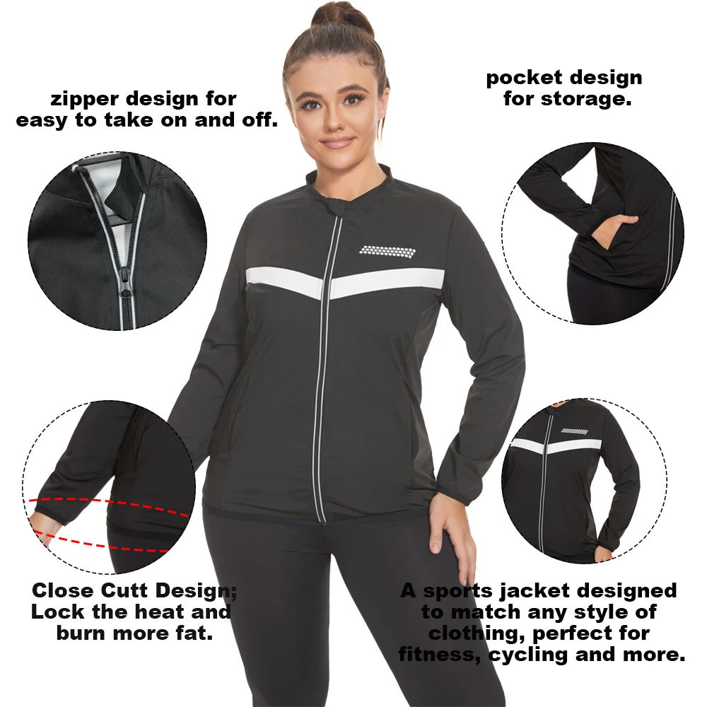 Velssut Sauna Suit for Women Weight Loss Set Long Sleeve Sweat Jacket Slimming Leggings Fat Burner Body Shaper Fitness Sportwear