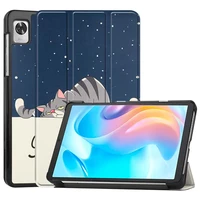 for realme pad mini cases cute print pu flip sleeve wake sleep smart case foldable tablet stand shockproof protective cover