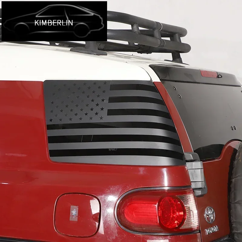 Фото Наклейка на заднее боковое стекло для Toyota FJ Cruiser 07-21, черная, с американским флагом, внешняя наклейка на заднее боковое стекло. №3