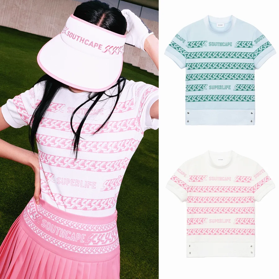 

Golf Women's Short Sleeve T-shirt SC New Spring/Summer Women's Printed Round Neck Short Sleeve Top 골프 반소매녀