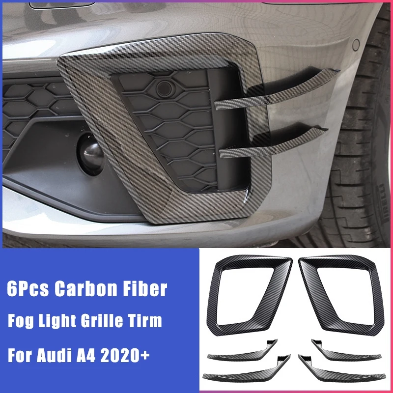 

6Pcs Car Front Fog Light Frame Trim Side Wing Spoiler Decoration Sticker For- A4 S4 2020+
