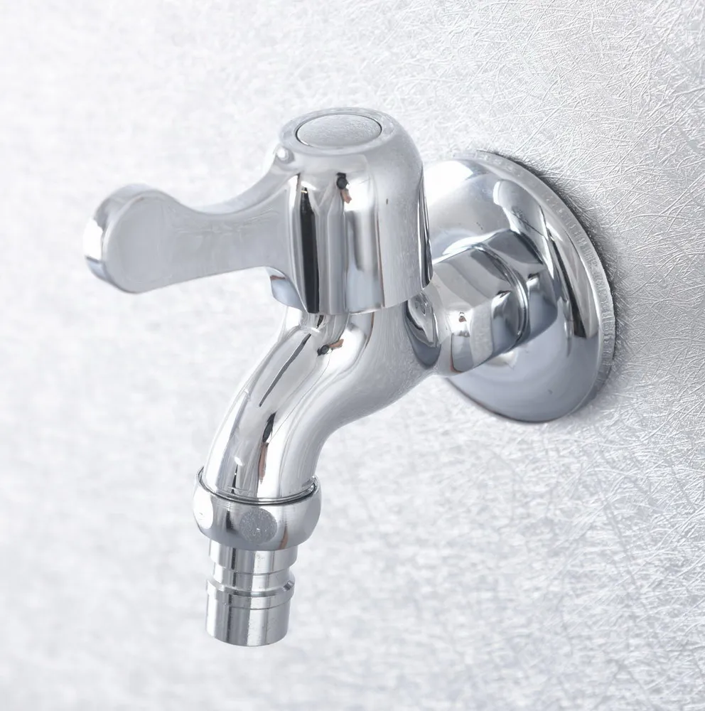 

Polished Chrome One Handle Laundry Bathroom Kitchen Wall Mount Basin Faucet Garden Washing Machine Tap aav173