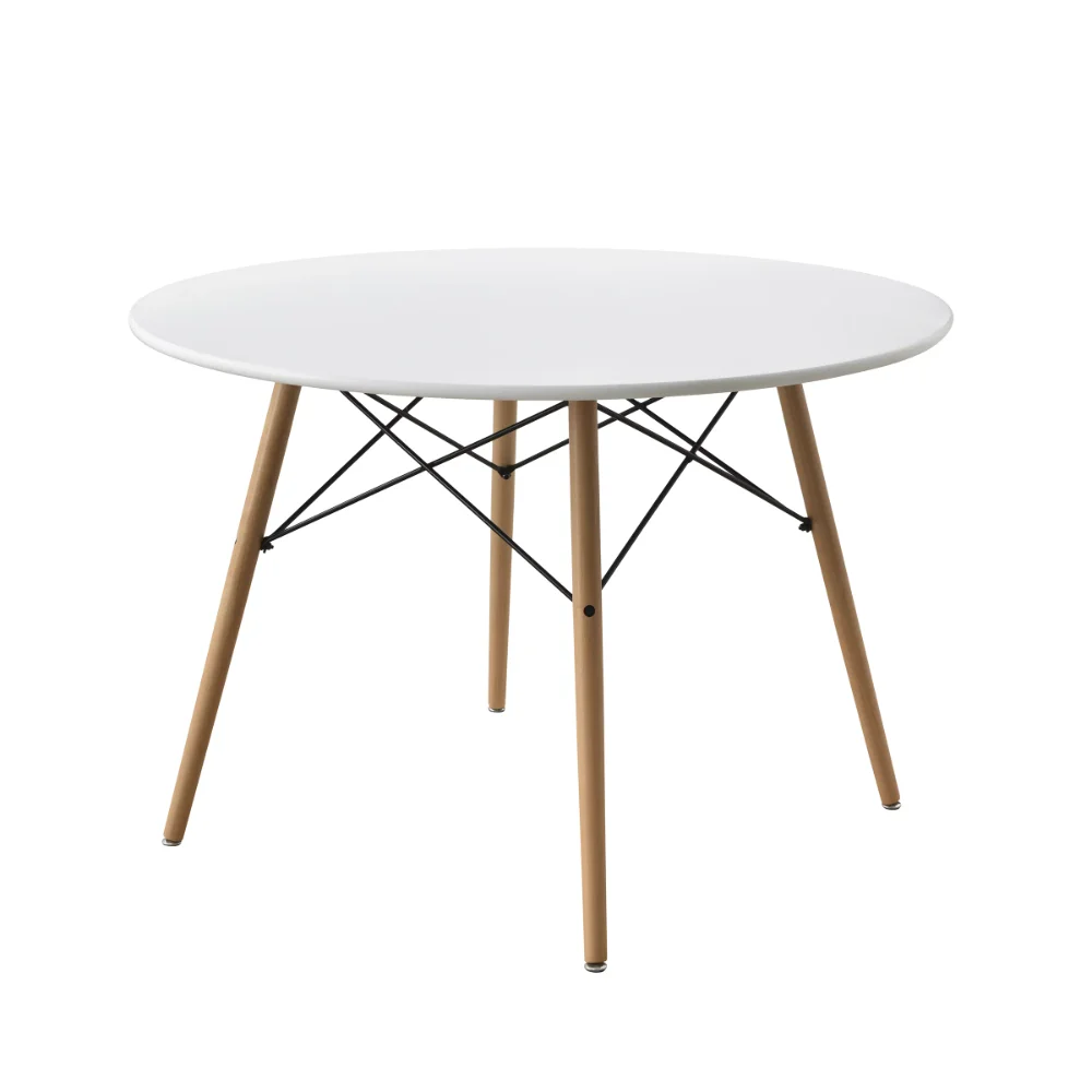 

Mainstays 42inch Round Modern Dining Table Mid Century Style, Include 1 Table, Beech and White Color